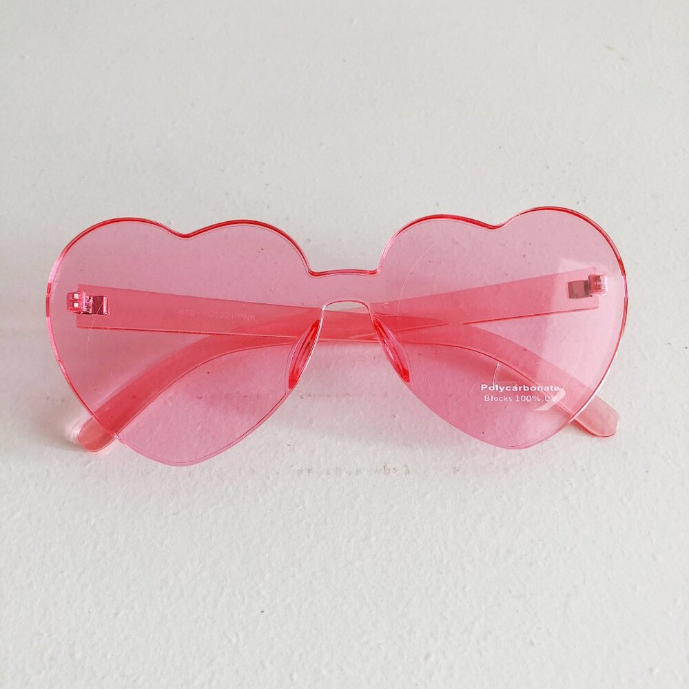 Pink Heart Shape Frameless Sunglasses